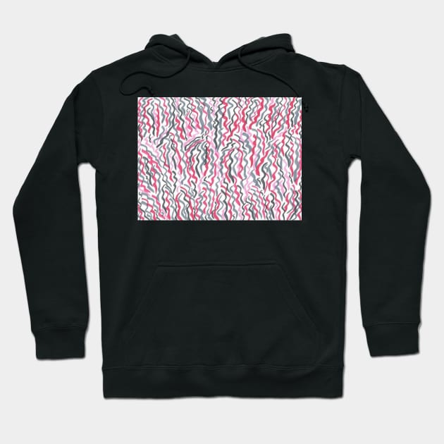 Red and Black Squiggles Abstract Hoodie by DanielleGensler